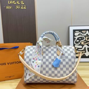 White Damier Checkered Top Handle & Crossbody Bag