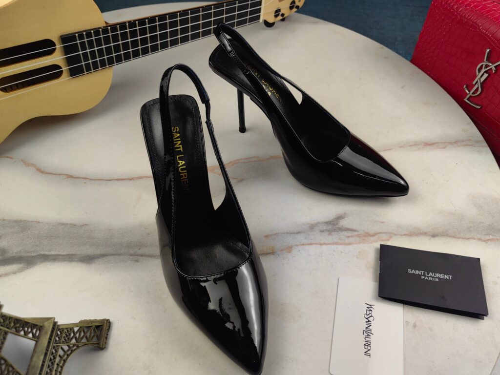 Patent Leather Slingback Pumps – 10.5cm High Heel Shoes