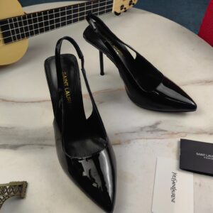 Patent Leather Slingback Pumps – 10.5cm High Heel Shoes