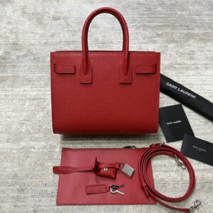 Bright Red Leather Top Handle & Crossbody Bag