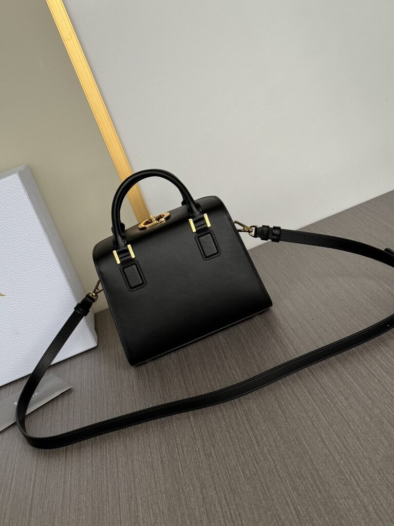 Dior Leather Top Handle Bag – Black Leather Shoulder & Crossbody Handbag