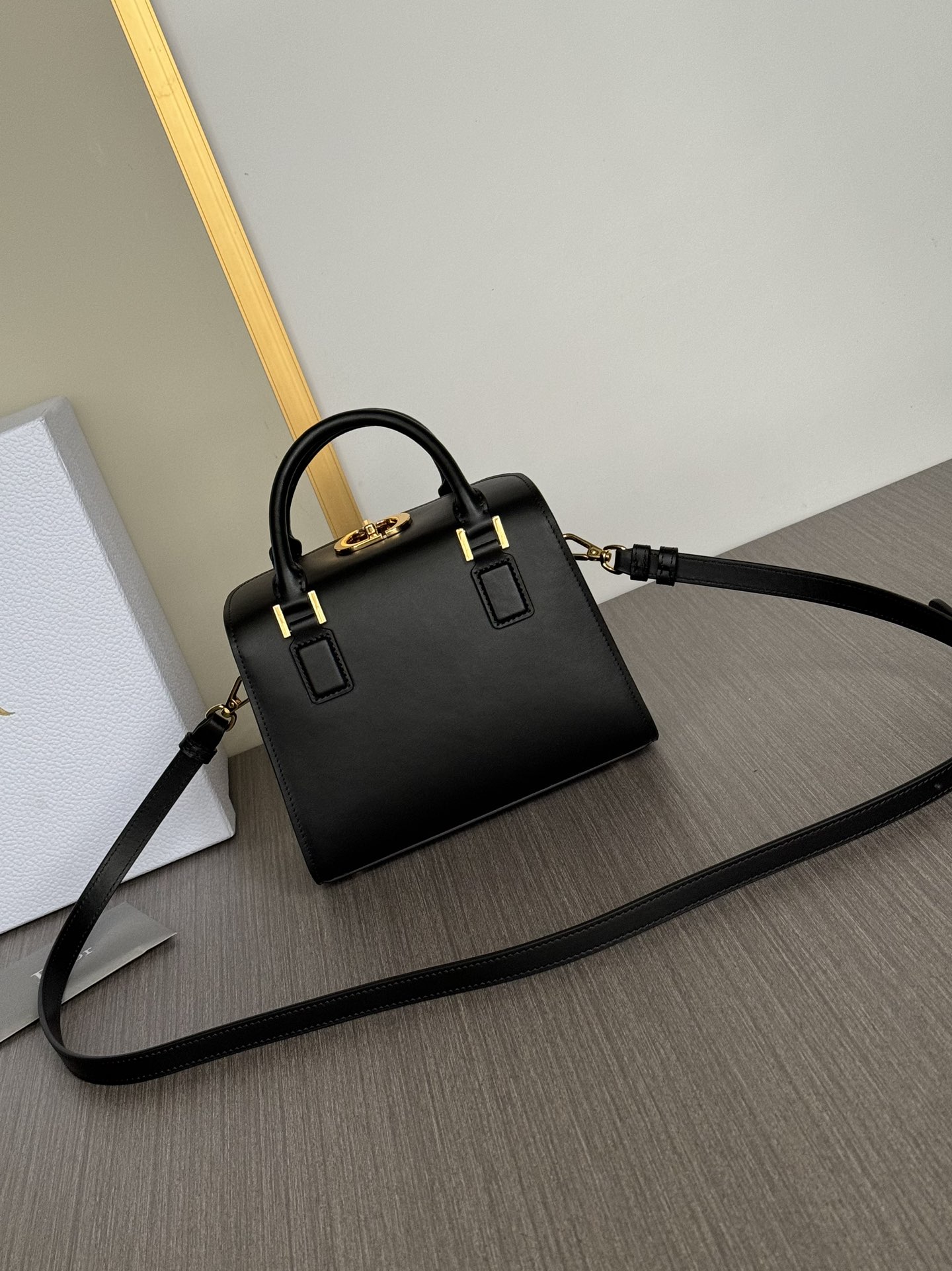 Dior Leather Top Handle Bag – Black Leather Shoulder & Crossbody Handbag