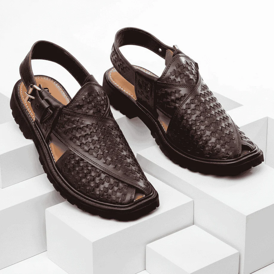 Premium Brown Leather Peshawari Chappal with Vibram Sole