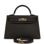 Luxury Mini Sellier Top Handle Bag in Bai-Brun Epsom Leather with Permabrass Hardware