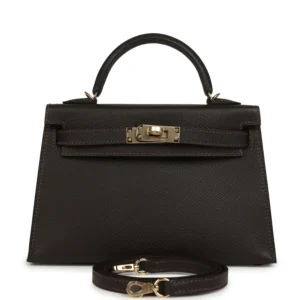 Luxury Mini Sellier Top Handle Bag in Bai-Brun Epsom Leather with Permabrass Hardware