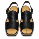 remium Black Leather Tribal Peshawari Chappal for Men