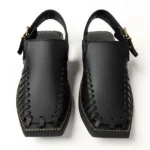 Men's Leather Peshawari Sandals with Square Toe & Buckle