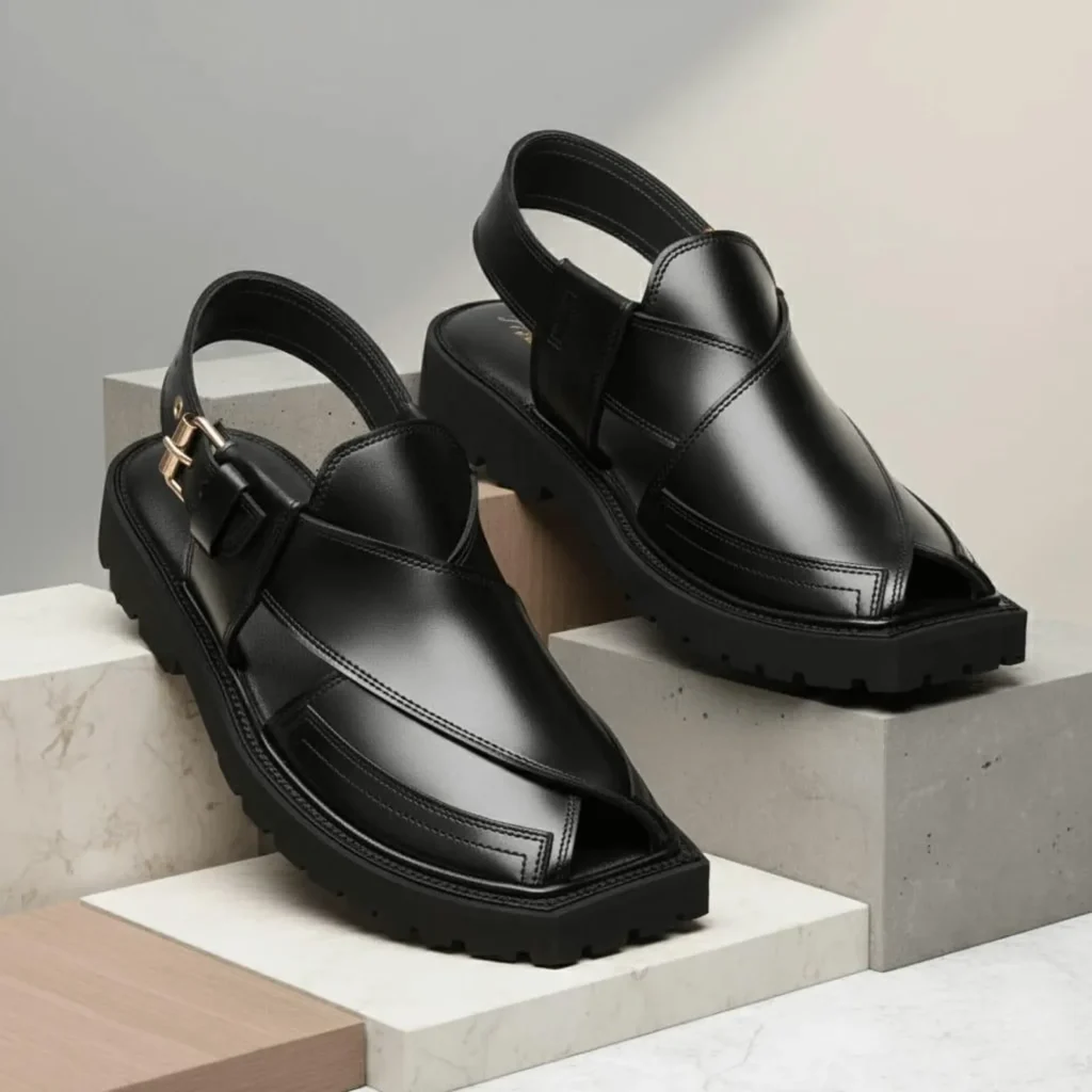 Premium Handmade Black Leather Traditional Sandals