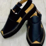 Premium Black Leather Peshawari Chappal for Men – Handmade Traditional Sandals
