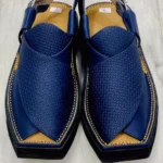 Handcrafted Blue Genuine Leather Charsadda Peshawari Chappal for Men