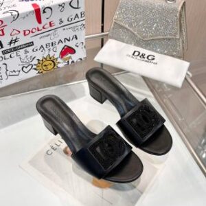 Luxury Women's Black Leather Low Heel Sandals