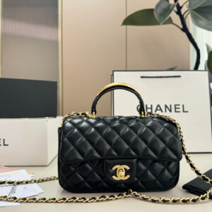 Luxury Mini Top Handle Leather Bag with Gold Handle