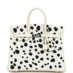 Luxury Crystal-Embellished White Leather Top Handle Bag with Palladium Hardware