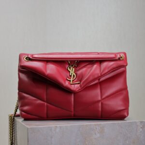 Loulou Puffer Chain Bag – Red Quilted Lambskin Shoulder Bag