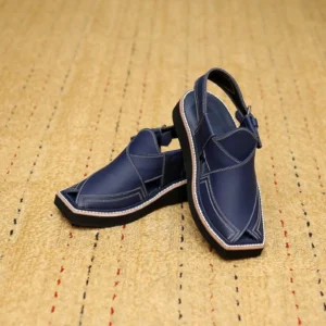 Blue Leather Peshawari Chappal