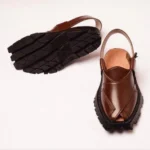 Handmade Brown Quetta Shikari Leather Chappal with Double Sole
