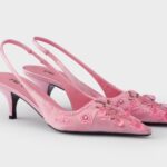Embroidered Satin Slingback Pumps for Women USA