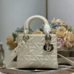 Lady Small Handbag – White Quilted Leather Top Handle & Crossbody Bag