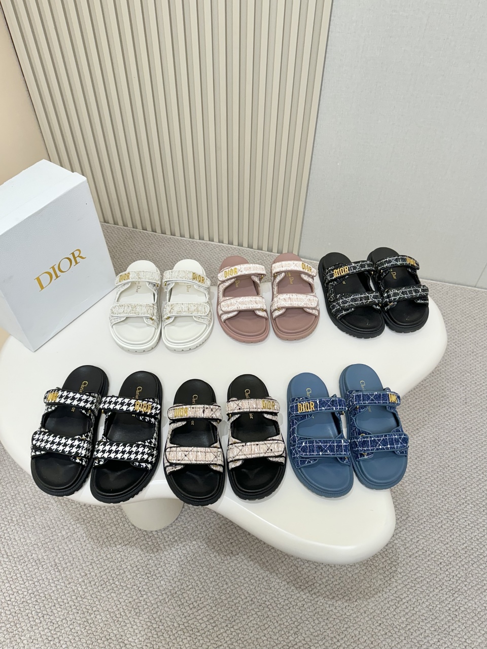 Blue & White Check Sandals