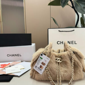 Leopard fuzzy drawstring bucket bag for women