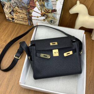 Black Togo Leather Messenger Bag USA