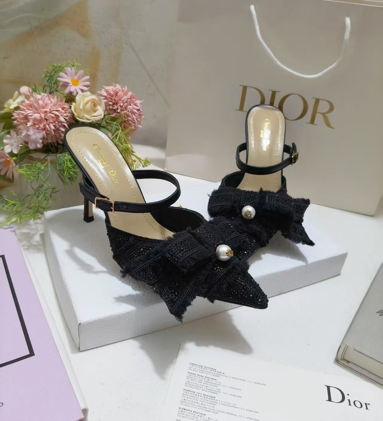 Metallic Embroidered Bow Heels