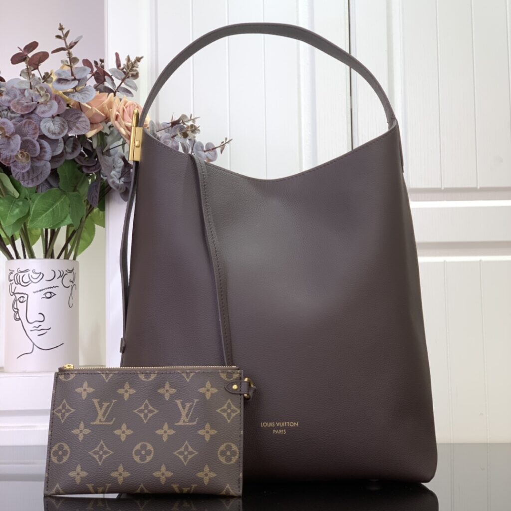 Large leather hobo shoulder bag for women with laptop capacity