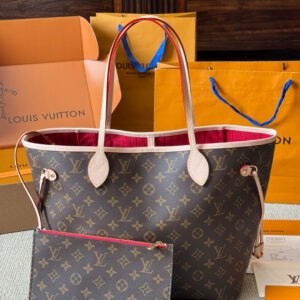 Neverfull style leather tote bag