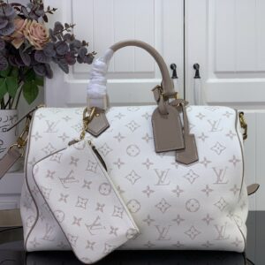 Premium Monogram-Inspired Bandoulière 40 Bag White Grey