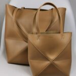 Small Geometric Foldable Leather Tote Bag