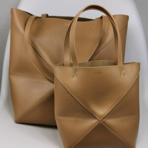 Small Geometric Foldable Leather Tote Bag