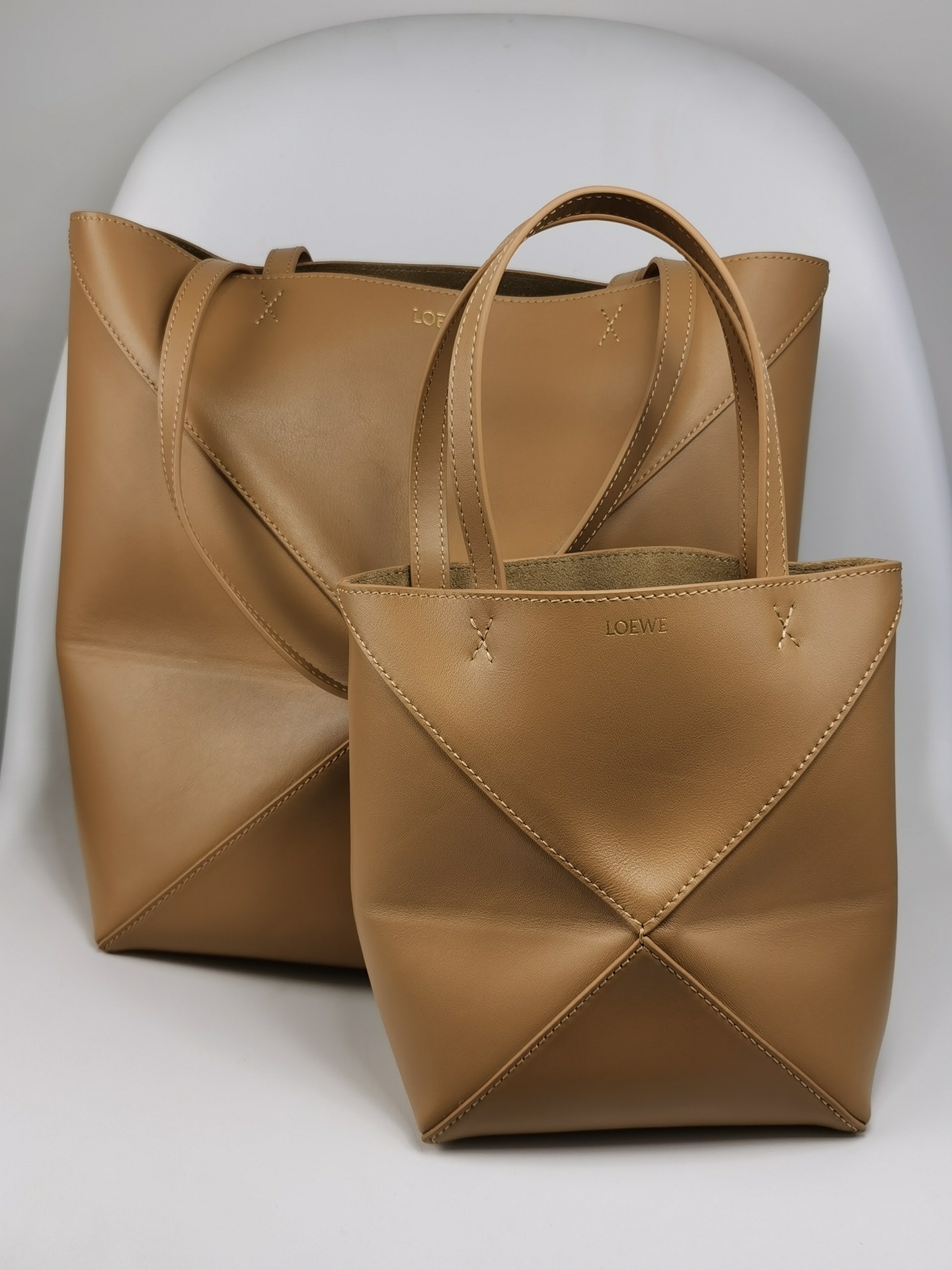 Small Geometric Foldable Leather Tote Bag