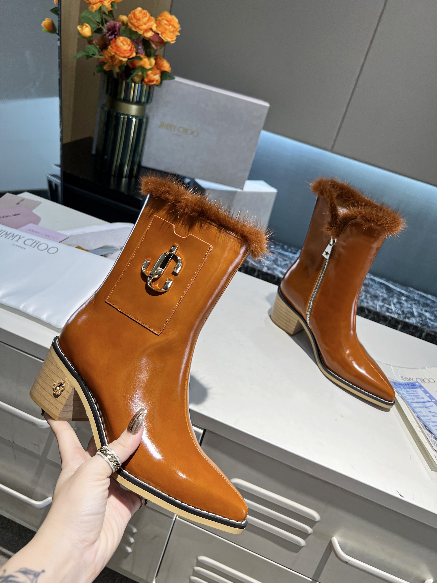 pointed toe ankle leather boots women USA