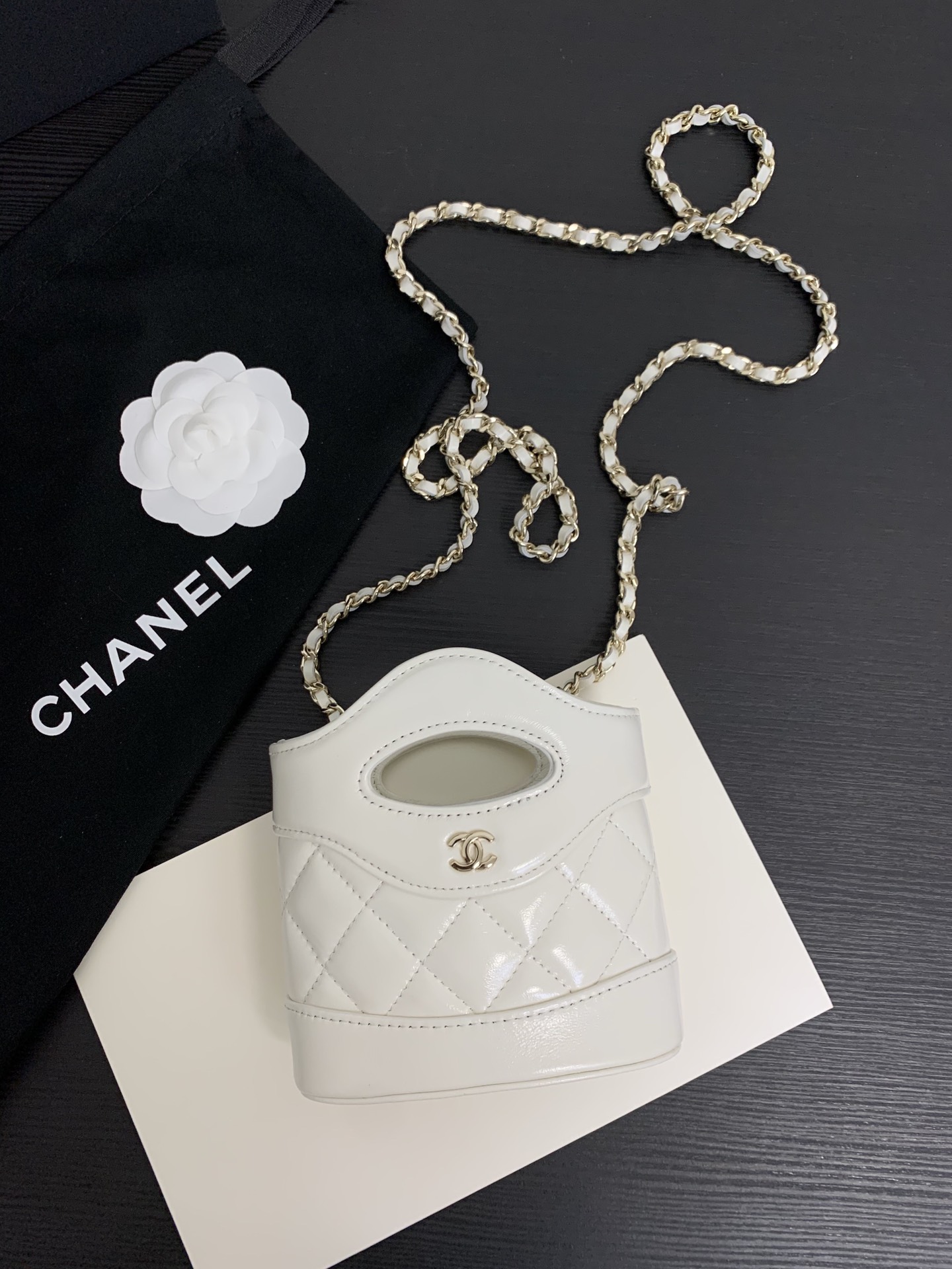 Fries-Shaped Mini CC Leather Shoulder Bag