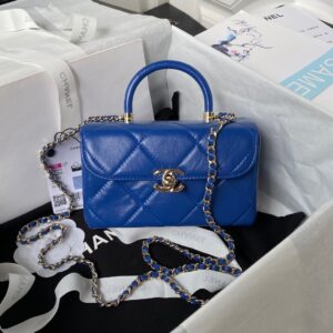 Structured Mini Handle Box rep CC Leather Bag USA